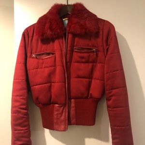 Super cute red Marciano jacket with some leather